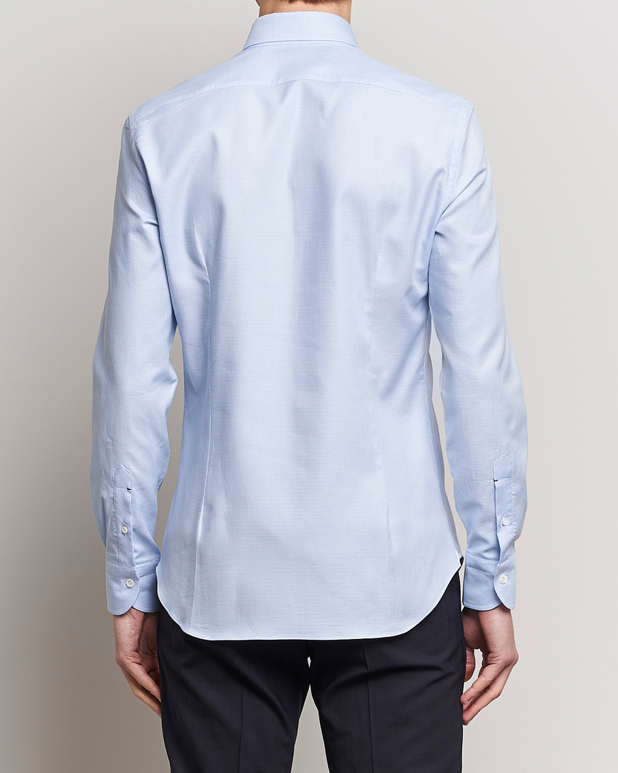 Herr | Skjortor | Mazzarelli | Soft Cotton Texture Button Down Shirt Light Blue