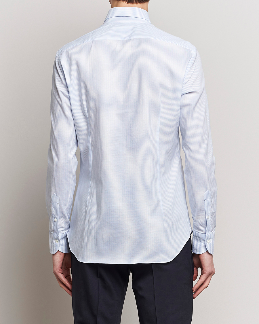 Herr | Skjortor | Mazzarelli | Soft Oxford Button Down Shirt Light Blue Stripe