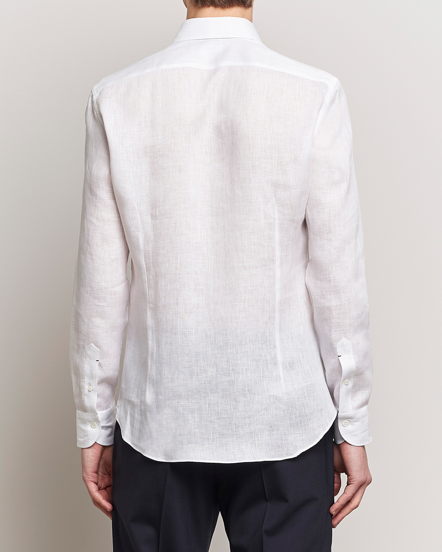 Herr | Skjortor | Mazzarelli | Soft Linen Cut Away Shirt White