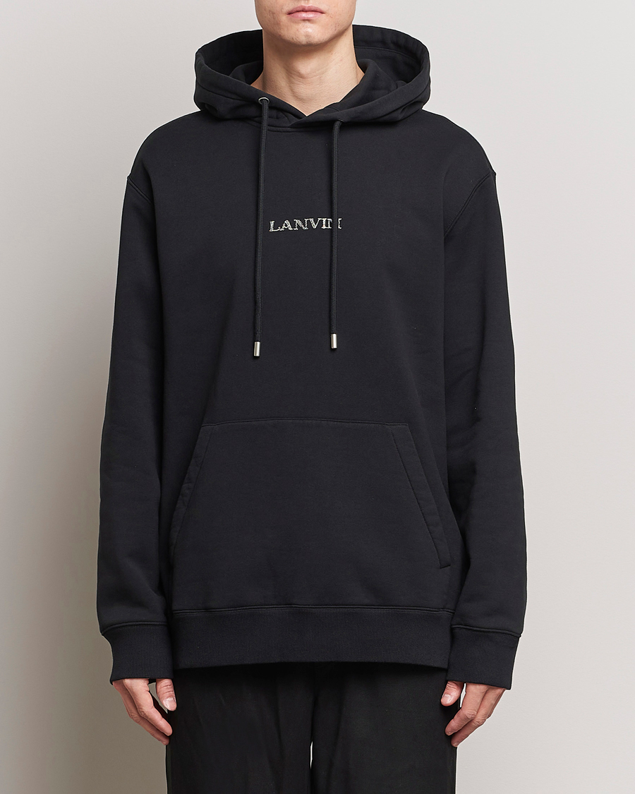 Herre | Tøj | Lanvin | Embroidered Logo Hoodie Black