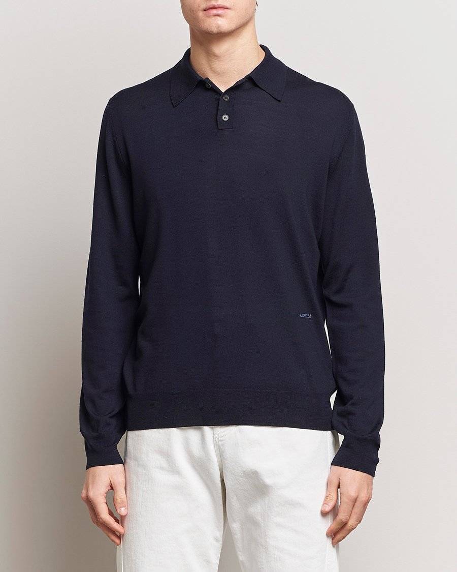 Herre |  | Lanvin | Merino Wool Knitted Polo Thunder