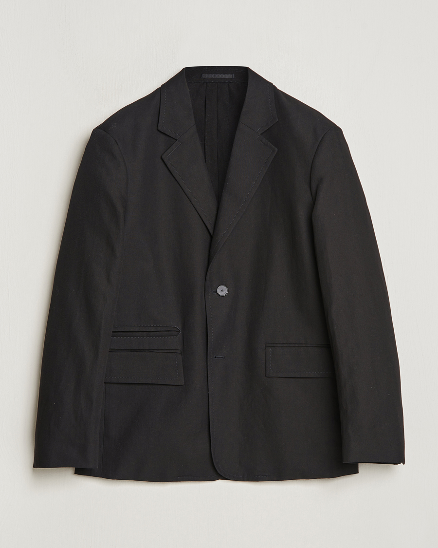 Herr | Kavajer | Lanvin | Deconstructed Cotton/Linen Blazer Black