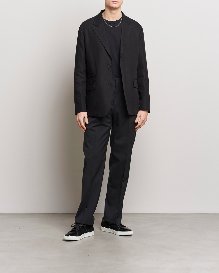 Herr | Kavajer | Lanvin | Deconstructed Cotton/Linen Blazer Black