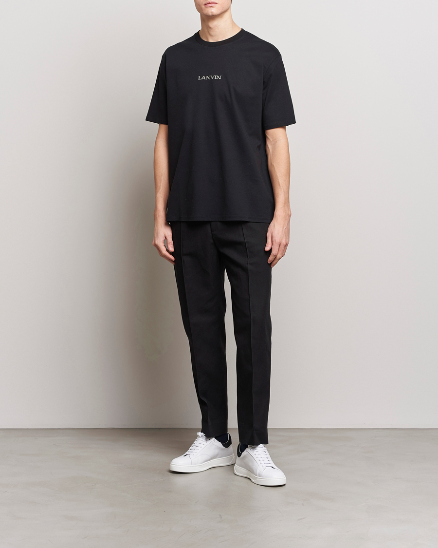 Herr | Byxor | Lanvin | Cotton/Linen Drawstring Trousers Black