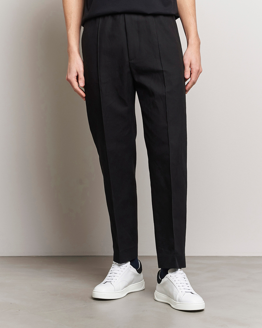 Herr | Byxor | Lanvin | Cotton/Linen Drawstring Trousers Black