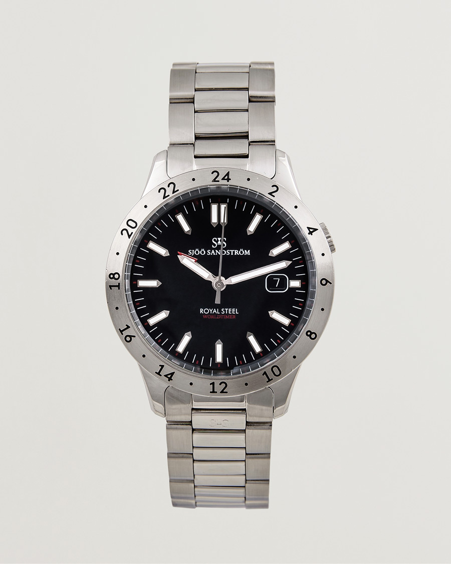 Herr | Sjöö Sandström Pre-Owned Royal Steel Worldstimer 41mm SS-1841-WT Silver | Sjöö Sandström Pre-Owned | Royal Steel Worldstimer 41mm SS-1841-WT Silver