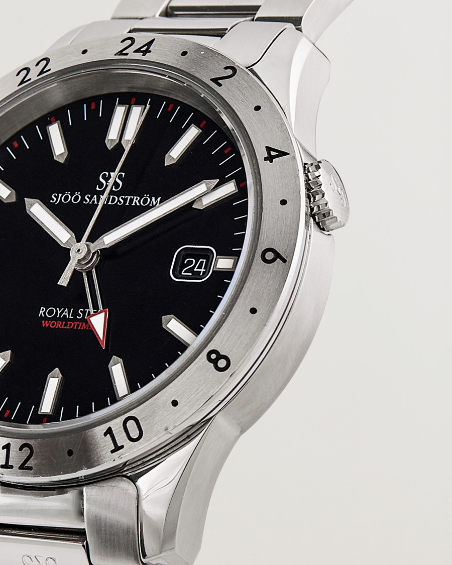 Herr | Sjöö Sandström Pre-Owned Royal Steel Worldstimer 41mm SS-1841-WT Silver | Sjöö Sandström Pre-Owned | Royal Steel Worldstimer 41mm SS-1841-WT Silver