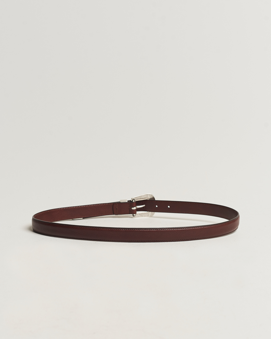 Herr | Accessoarer | Anderson's | Grained Western Leather Belt 2,5 cm Dark Brown