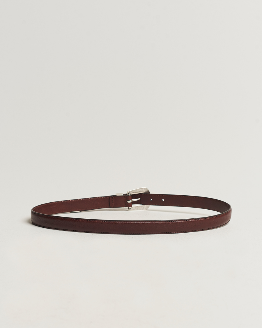 Herr | Bälten | Anderson's | Grained Western Leather Belt 2,5 cm Dark Brown