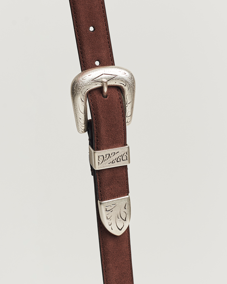 Herr | Anderson's Grained Western Suede Belt 2,5 cm Dark Brown | Anderson's | Grained Western Suede Belt 2,5 cm Dark Brown