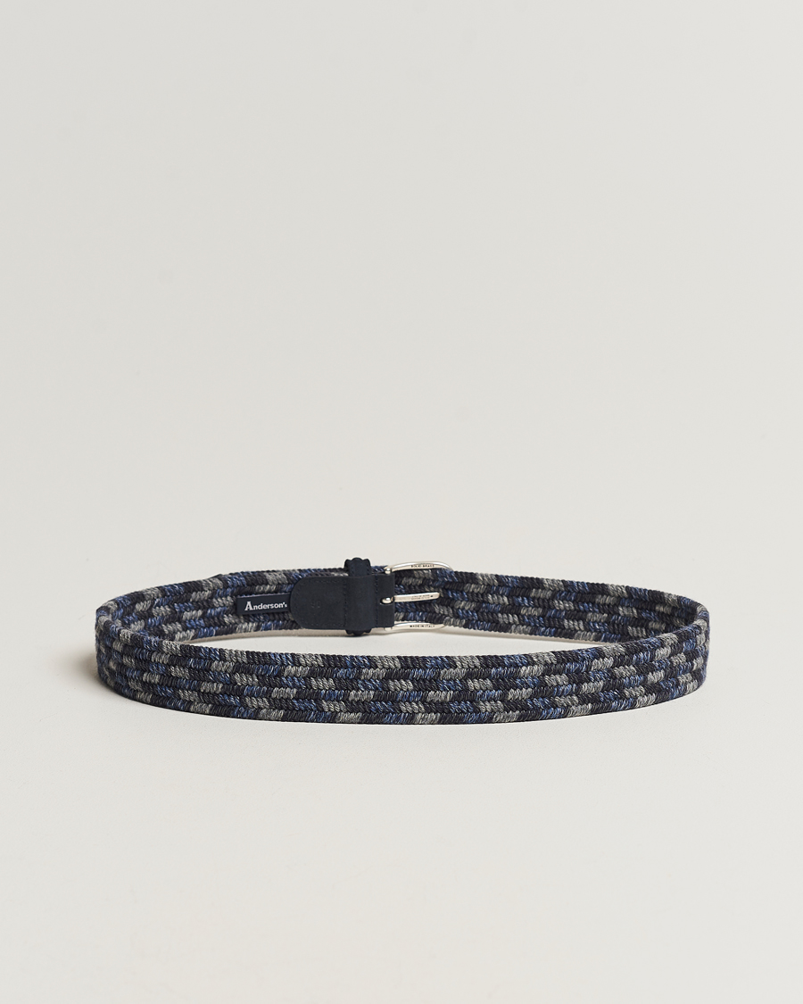 Herre |  | Anderson\'s | Braided Wool Belt Navy Multi