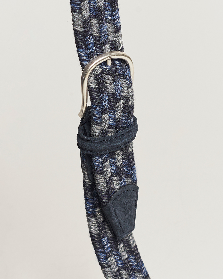 Herr | Anderson's Braided Wool Belt Navy Multi | Anderson's | Braided Wool Belt Navy Multi