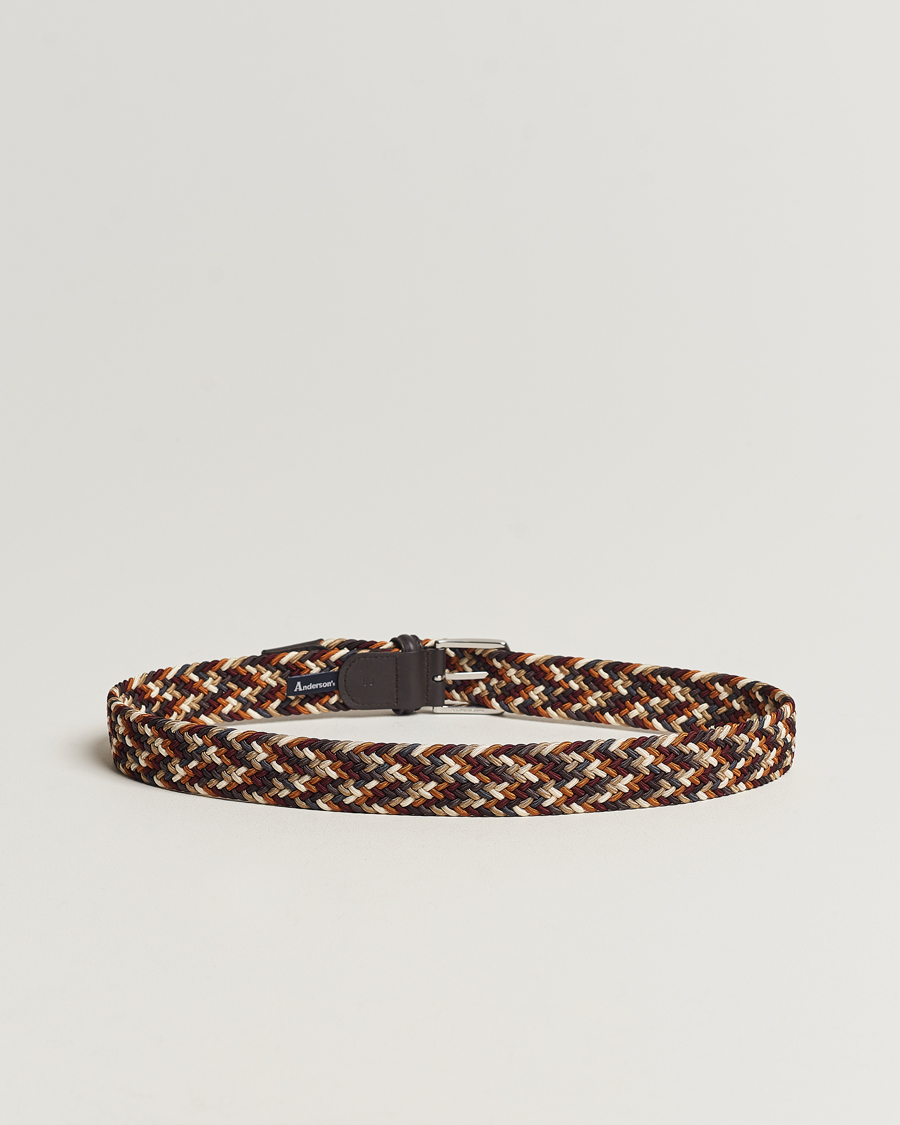 Herr | Italian Department | Anderson's | Stretch Woven 3,5 cm Belt Multi Brown