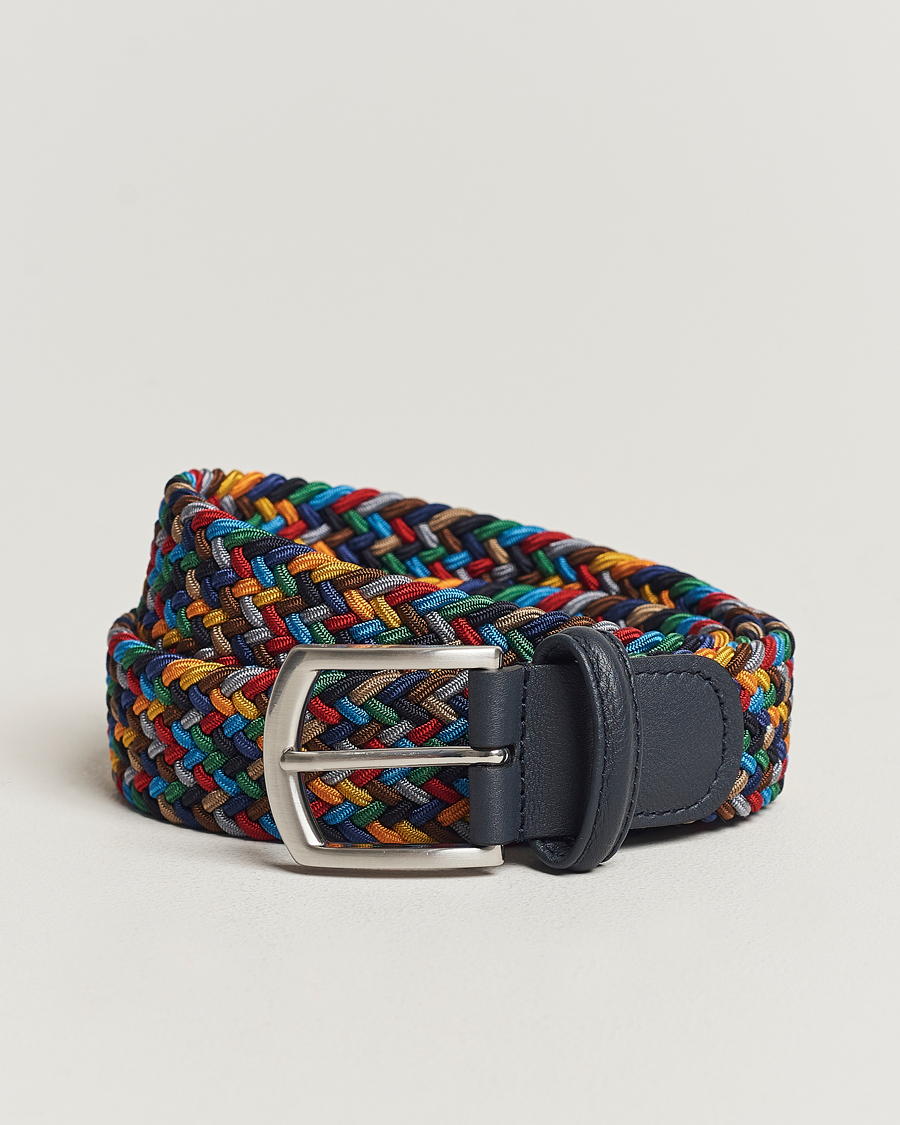 Herr | Bälten | Anderson's | Stretch Woven 3,5 cm Belt Dark Multi