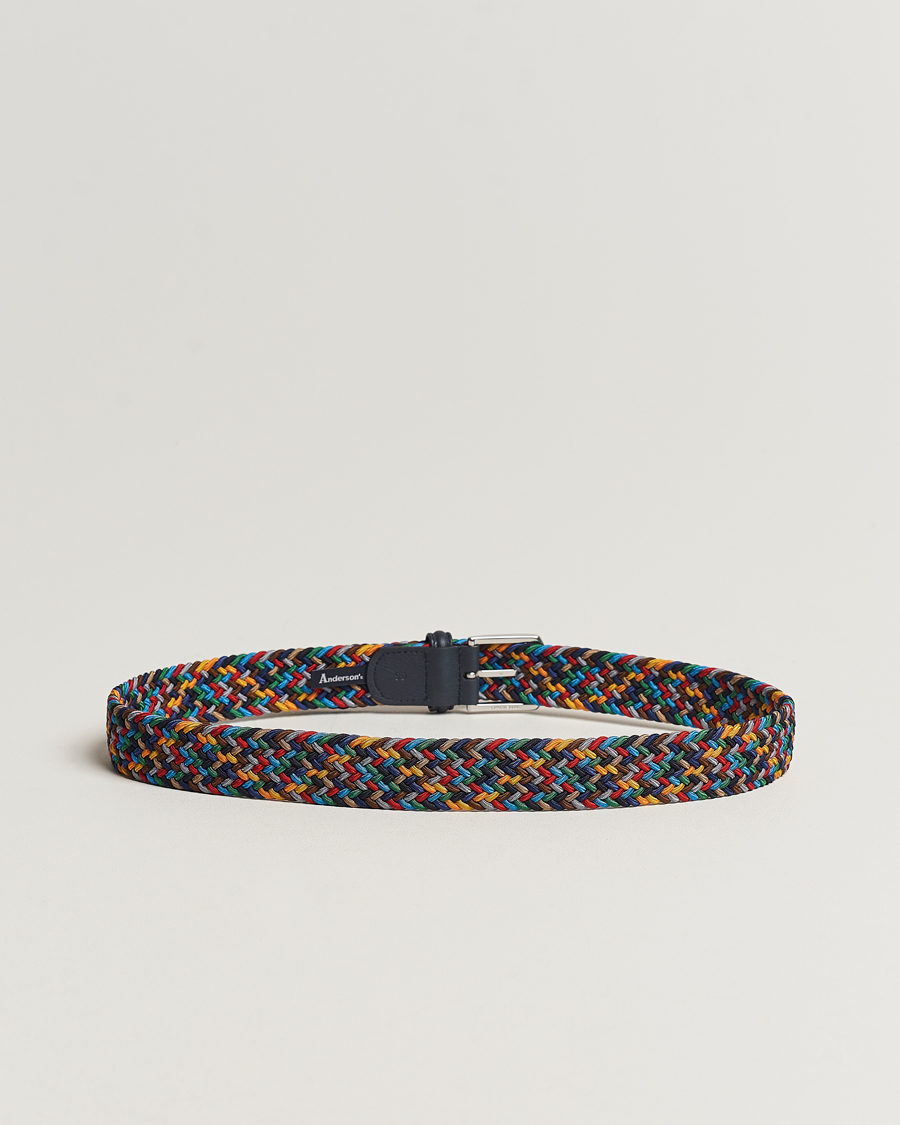 Herr | Bälten | Anderson's | Stretch Woven 3,5 cm Belt Dark Multi