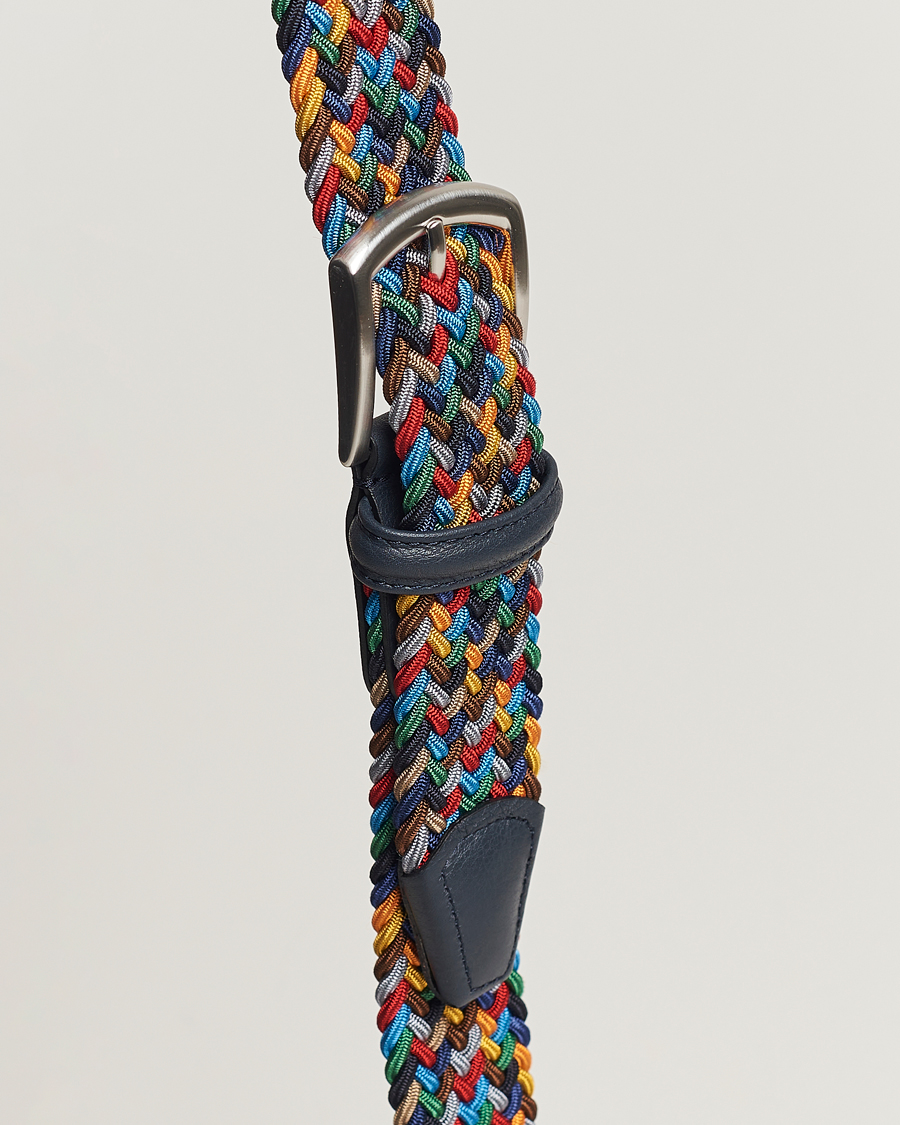 Herr | Bälten | Anderson's | Stretch Woven 3,5 cm Belt Dark Multi