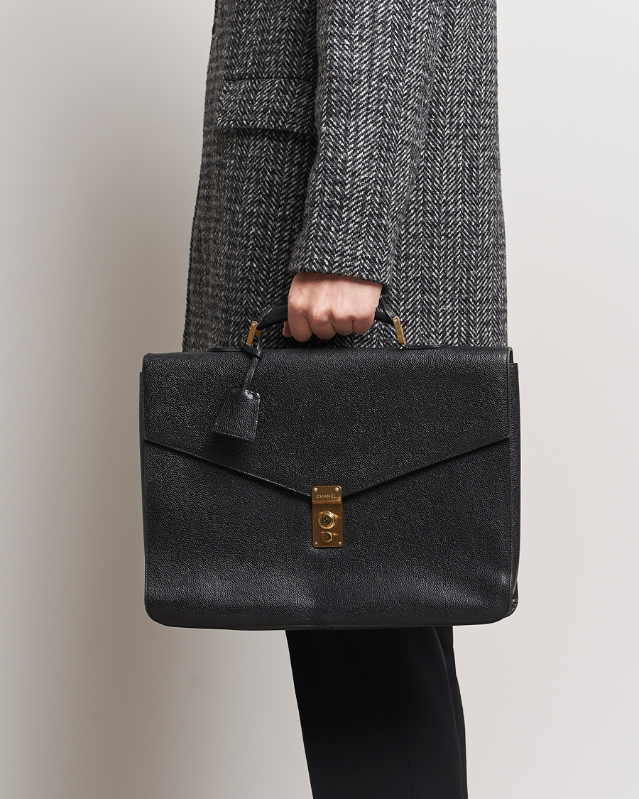 Herr | Chanel Pre-Owned Portfolio Briefcase Leather Black | Chanel Pre-Owned | Portfolio Briefcase Leather Black