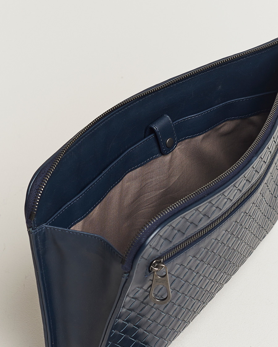 Herr | Bottega Veneta Pre-Owned Intrecciato Document Case Blue | Bottega Veneta Pre-Owned | Intrecciato Document Case Blue