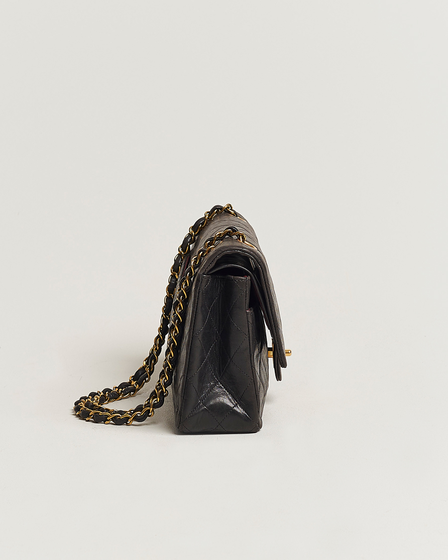 Herr | Chanel Pre-Owned Classic Medium Flap Bag Calf Leather Black | Chanel Pre-Owned | Classic Medium Flap Bag Calf Leather Black