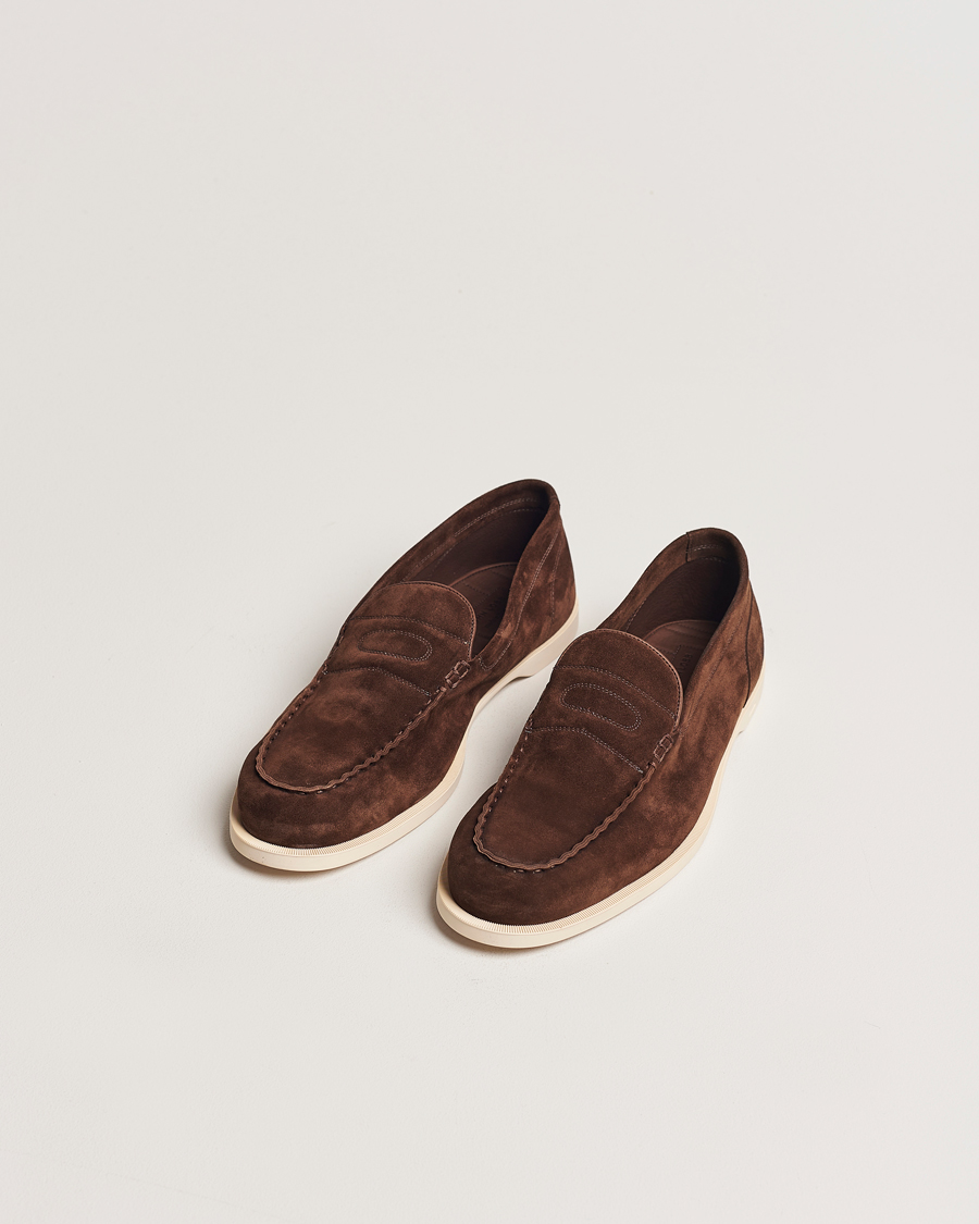 Herr | Mockaskor | John Lobb | Pace Summer Loafer Dark Brown Suede