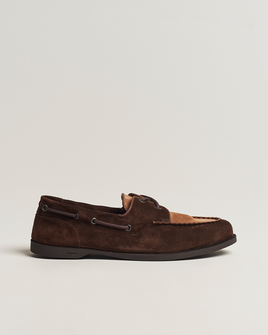 Herr | John Lobb Foil Boat Shoe Dark Brown/Cognac Suede | John Lobb | Foil Boat Shoe Dark Brown/Cognac Suede
