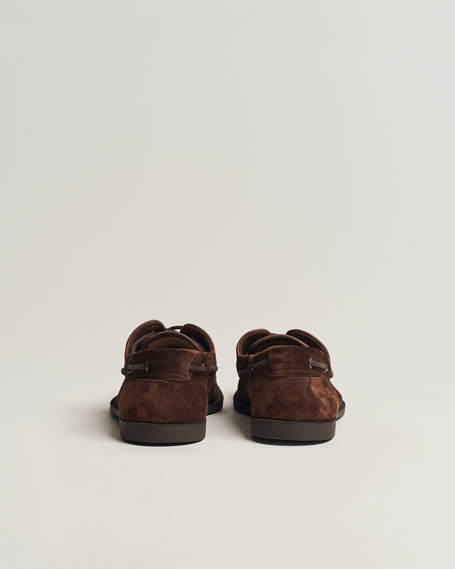 Herr | John Lobb Foil Boat Shoe Dark Brown/Cognac Suede | John Lobb | Foil Boat Shoe Dark Brown/Cognac Suede