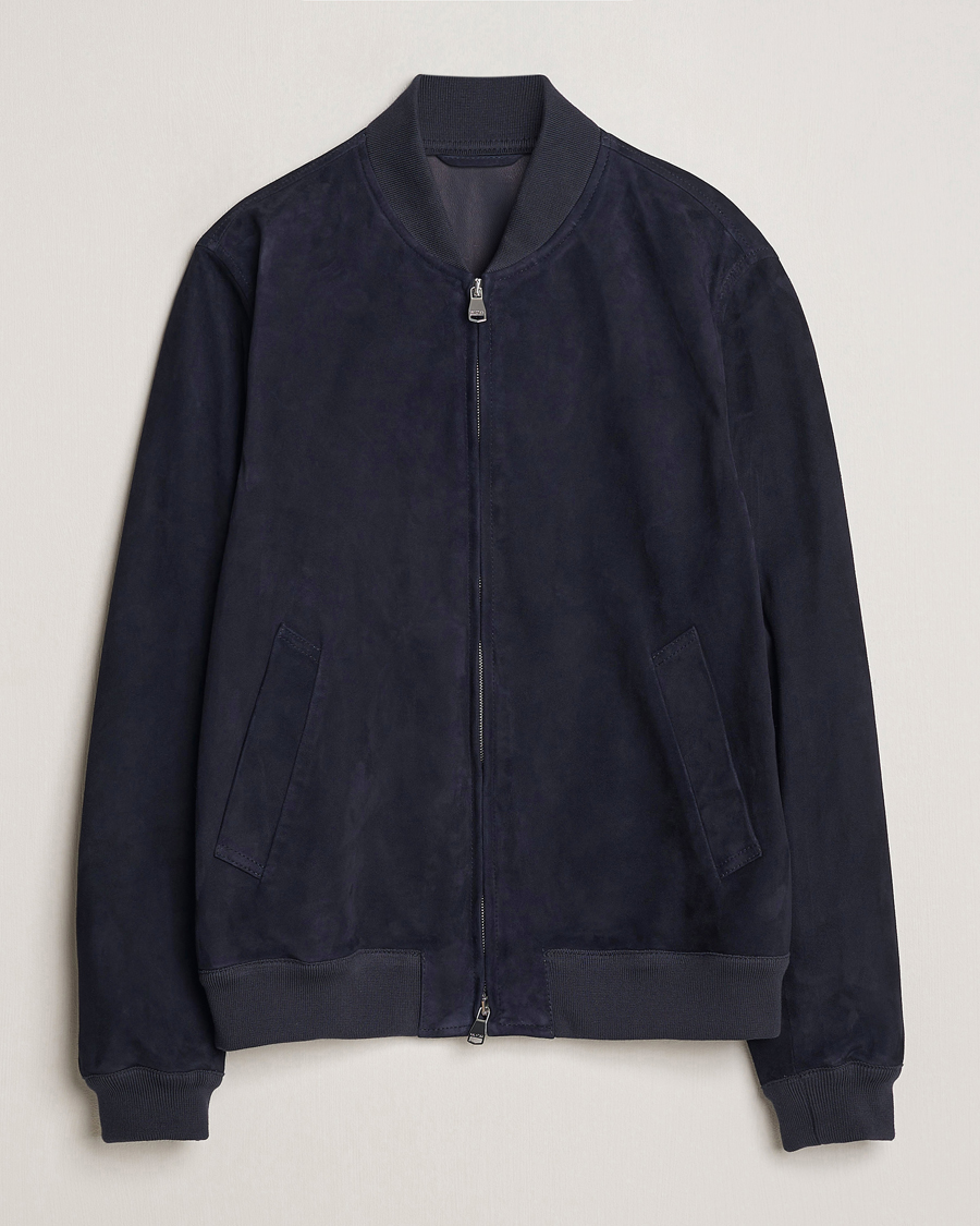 Herr | Jackor | Valstar | Zip Suede Jacket Navy