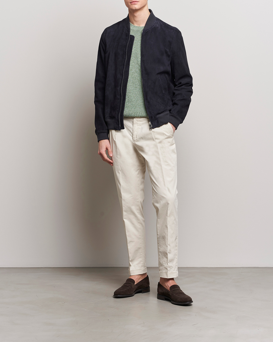 Herr | Jackor | Valstar | Zip Suede Jacket Navy