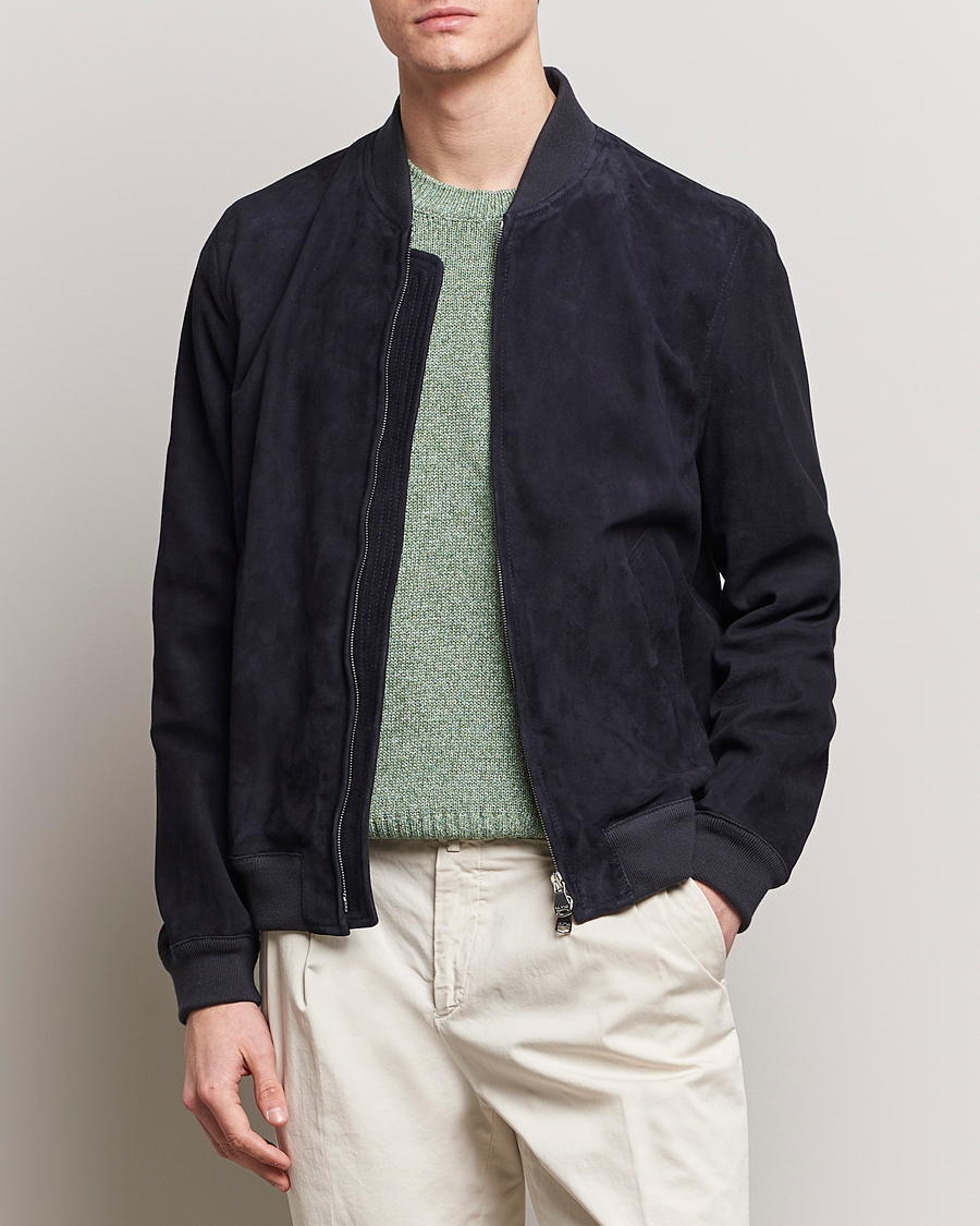 Herr | Jackor | Valstar | Zip Suede Jacket Navy