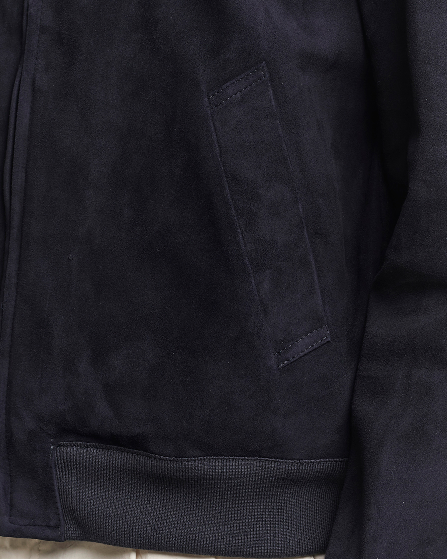 Herr | Jackor | Valstar | Zip Suede Jacket Navy