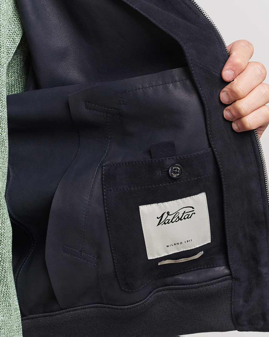 Herr | Jackor | Valstar | Zip Suede Jacket Navy