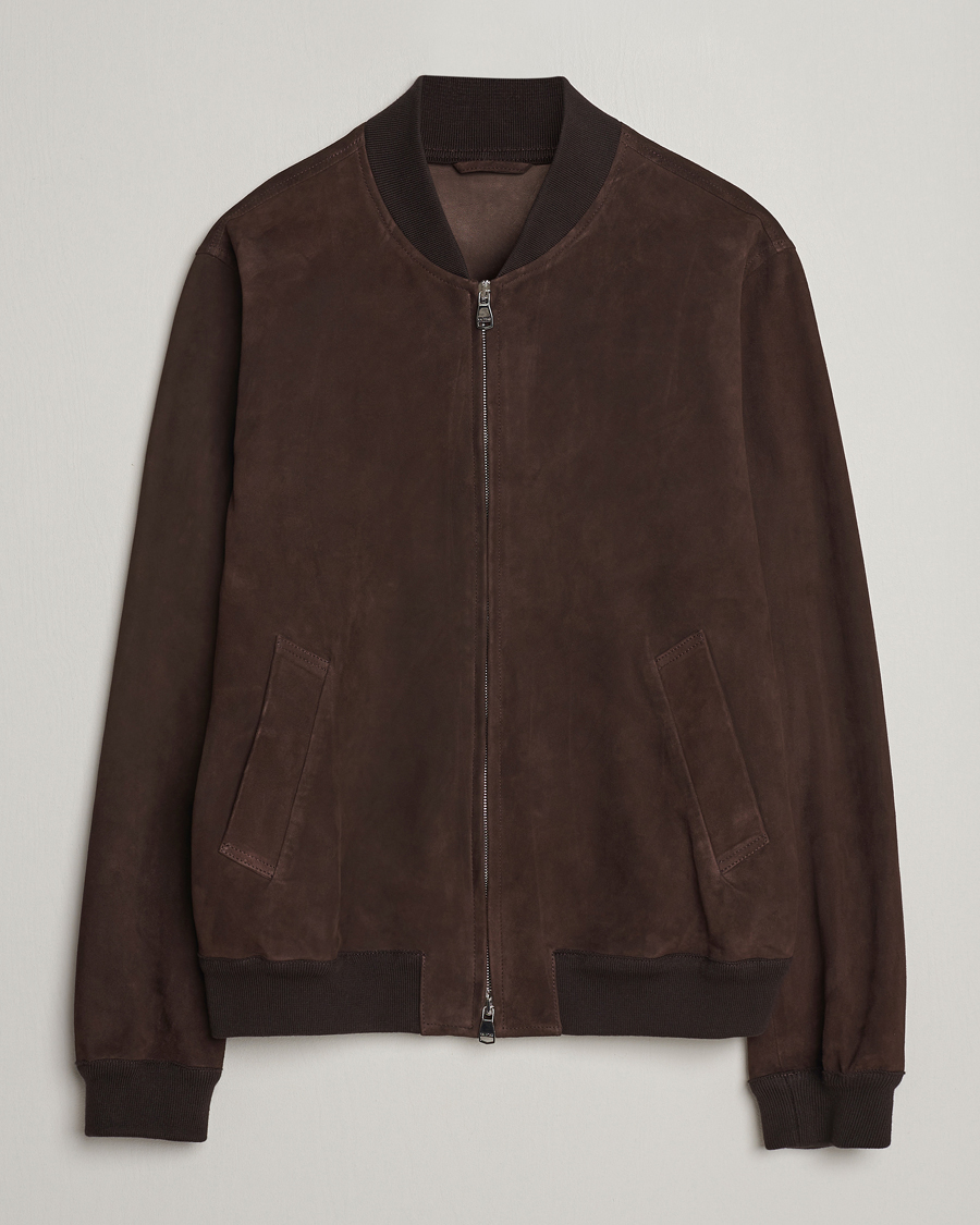 Herr | Jackor | Valstar | Zip Suede Jacket Dark Brown