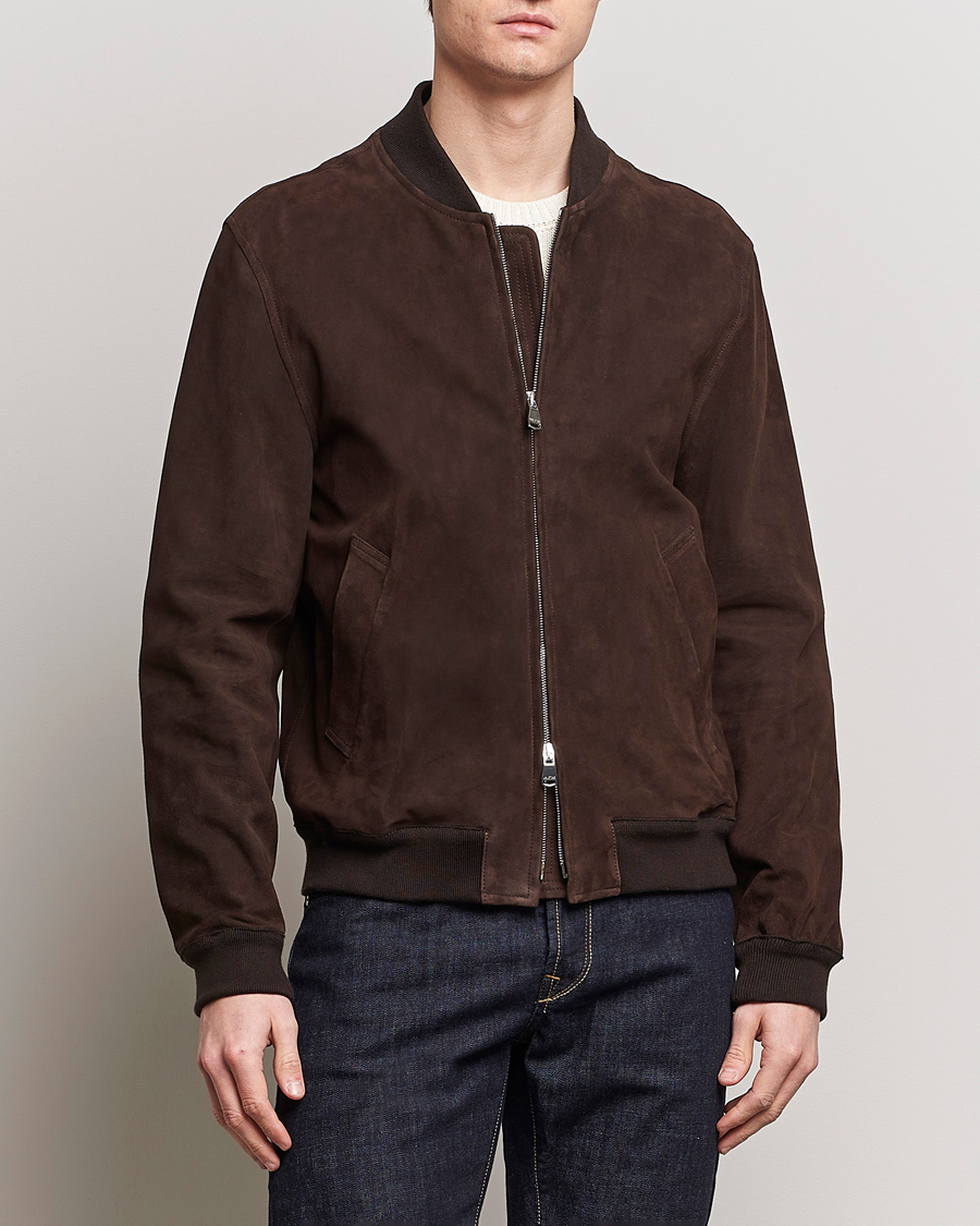 Herr | Höstjackor | Valstar | Zip Suede Jacket Dark Brown