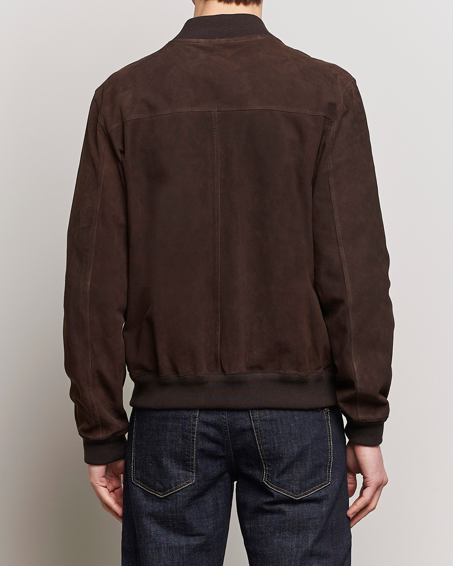 Herr | Jackor | Valstar | Zip Suede Jacket Dark Brown