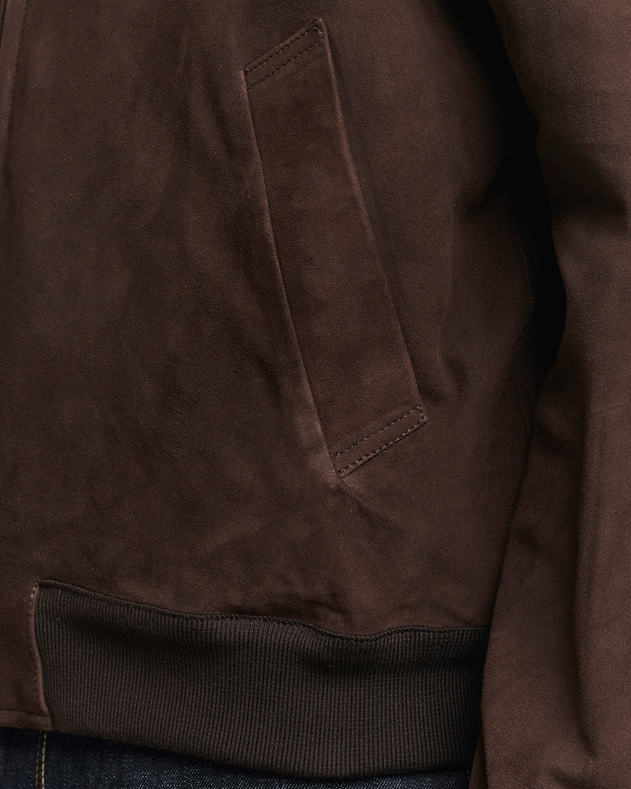 Herr | Jackor | Valstar | Zip Suede Jacket Dark Brown