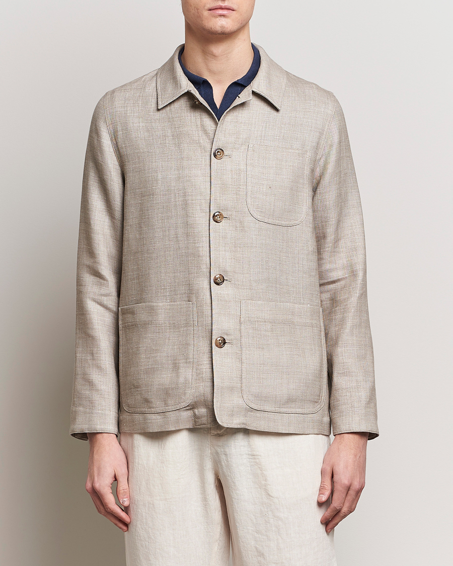 Herr | Italian Department | Altea | Wool/Linen Chore Jacket Light Beige