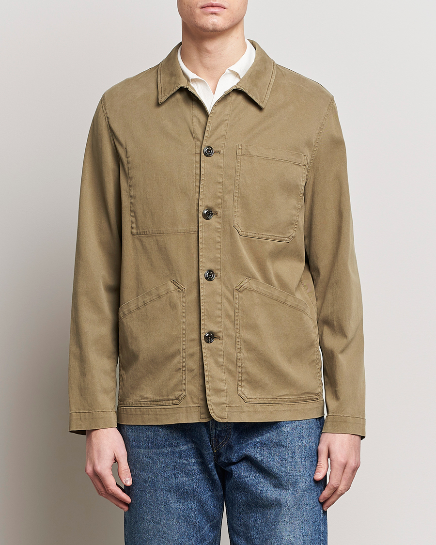 Herr | Dressade jackor | Altea | Soft Cotton Shirt Jacket Olive