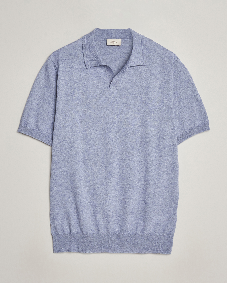 Herr |  | Altea | Cotton/Cashmere Polo Shirt Light Blue