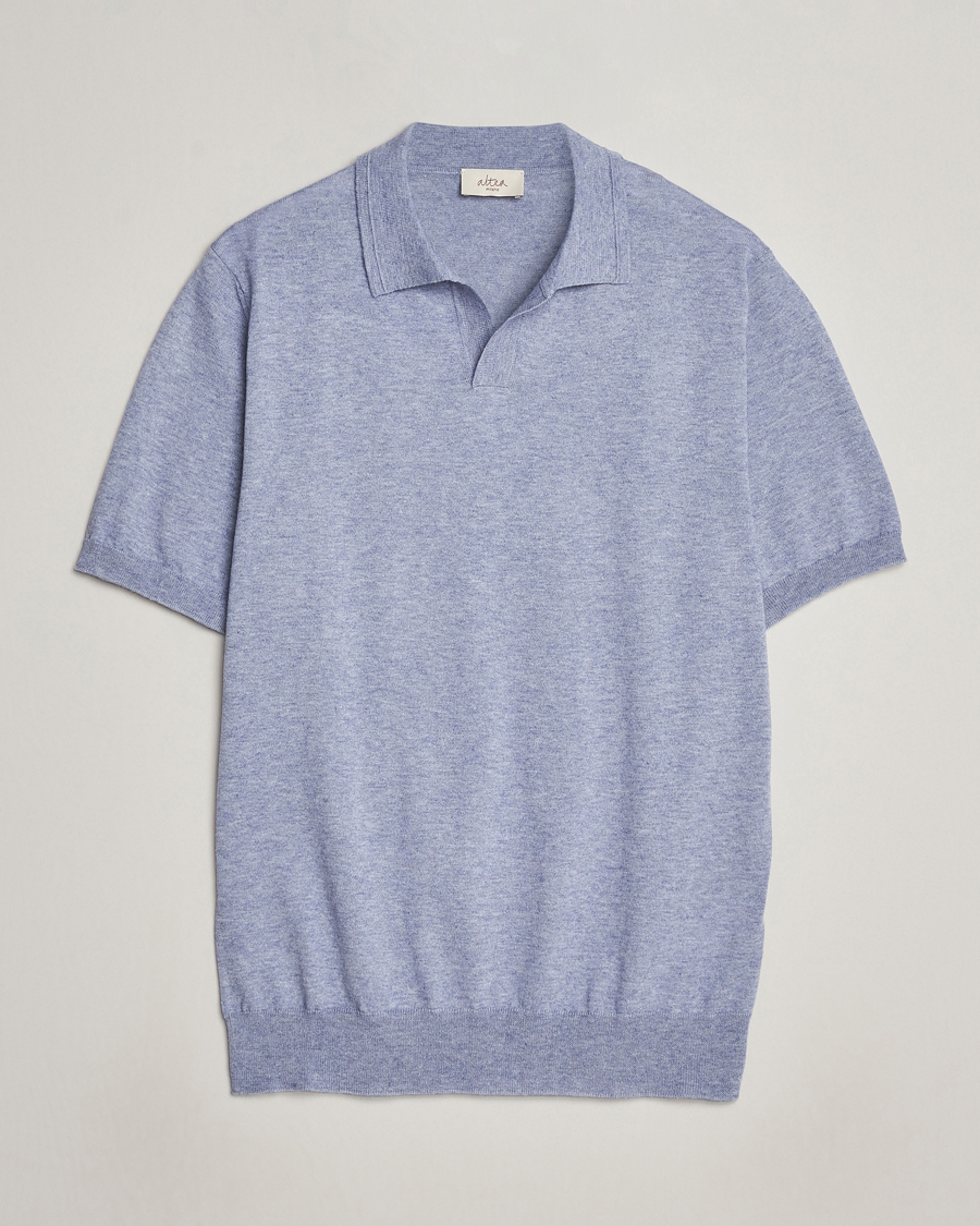 Herr | Pikéer | Altea | Cotton/Cashmere Polo Shirt Light Blue