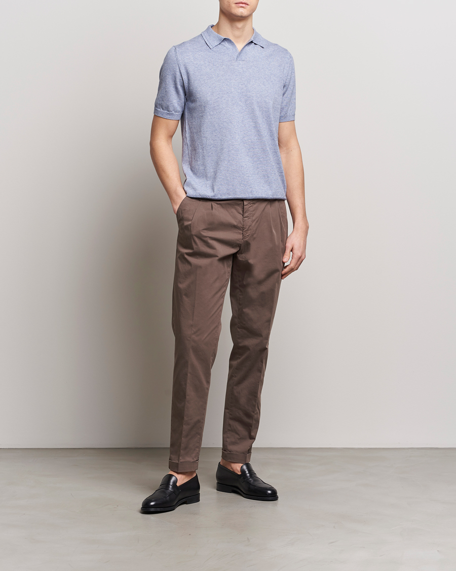 Herr | Pikéer | Altea | Cotton/Cashmere Polo Shirt Light Blue