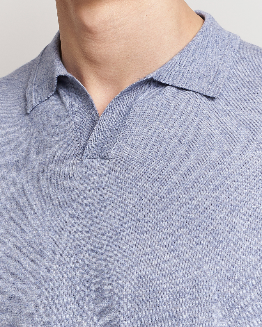 Herr | Pikéer | Altea | Cotton/Cashmere Polo Shirt Light Blue