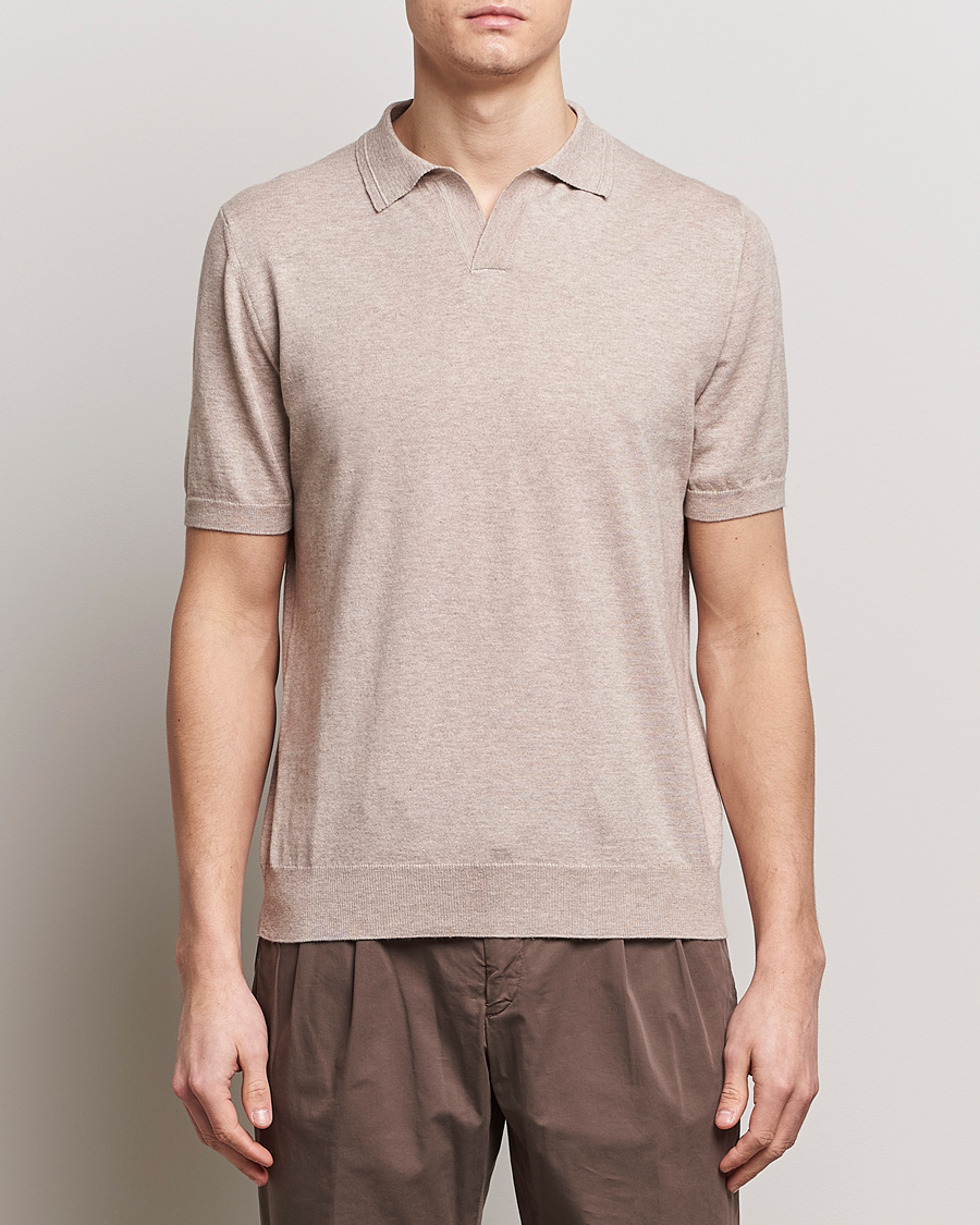 Herr | Kortärmade pikéer | Altea | Cotton/Cashmere Polo Shirt Beige