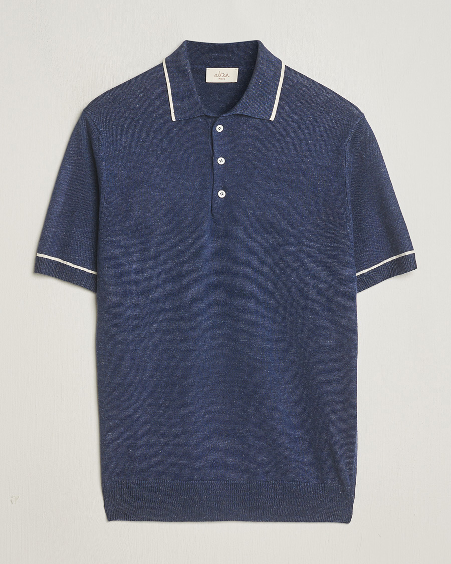 Herr |  | Altea | Linen/Cashmere Contrast Polo Navy