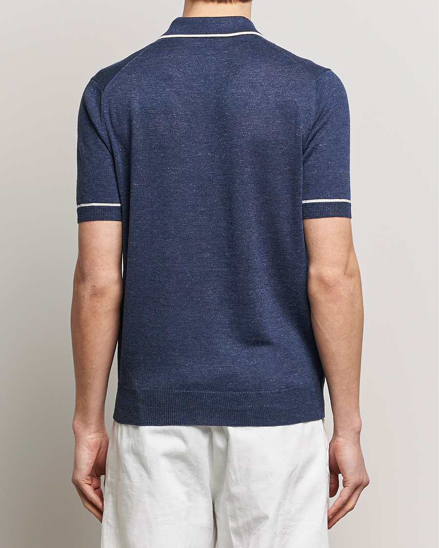 Herr | Pikéer | Altea | Linen/Cashmere Contrast Polo Navy