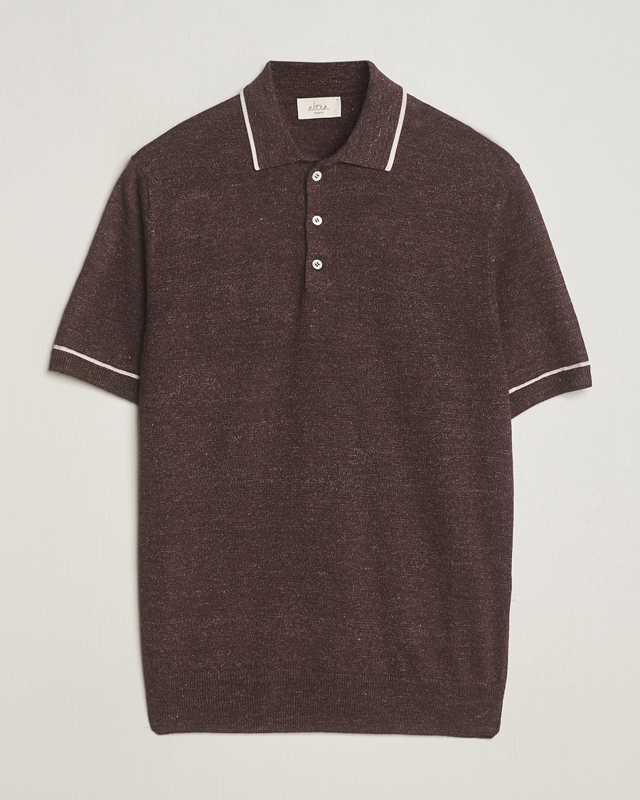 Herr |  | Altea | Linen/Cashmere Contrast Polo Dark Brown