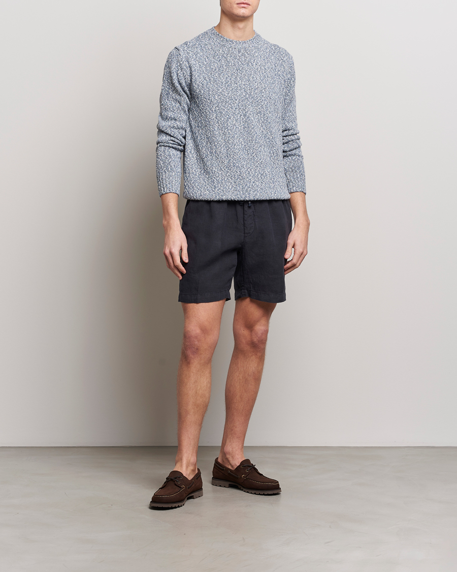 Herr | Tröjor | Altea | Cotton Mouline Crew Neck Pullover Blue Melange