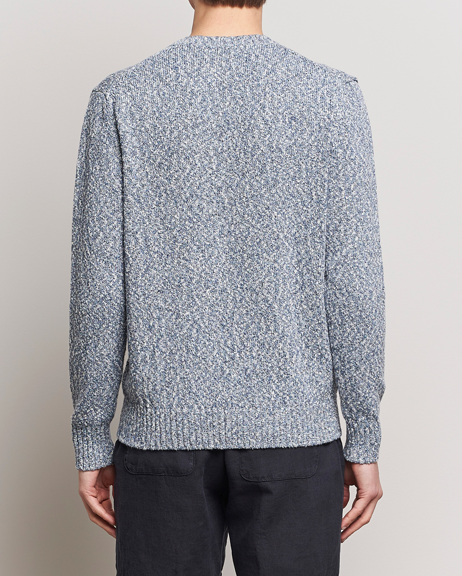 Herr | Tröjor | Altea | Cotton Mouline Crew Neck Pullover Blue Melange