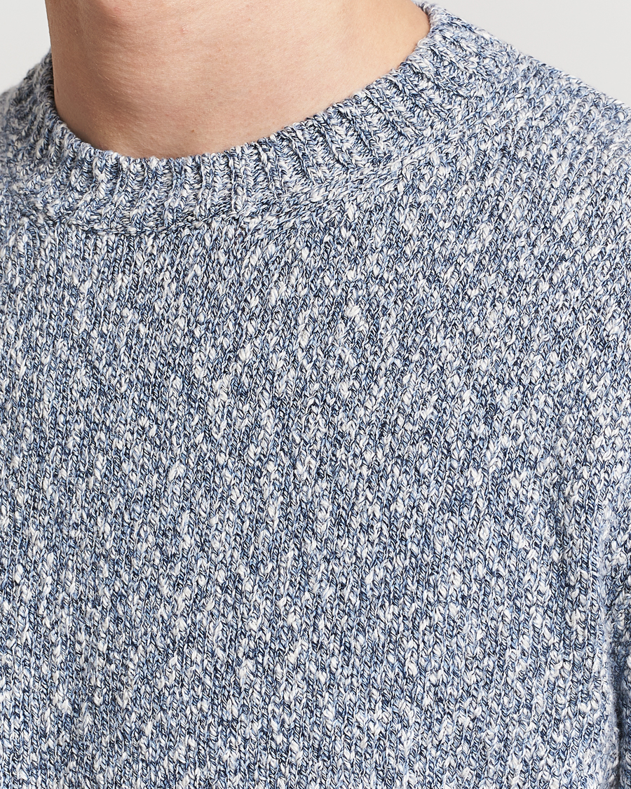 Herr | Tröjor | Altea | Cotton Mouline Crew Neck Pullover Blue Melange
