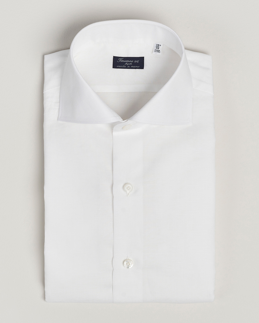 Herr | | Finamore Napoli | Milano Slim Linen Dress Shirt White