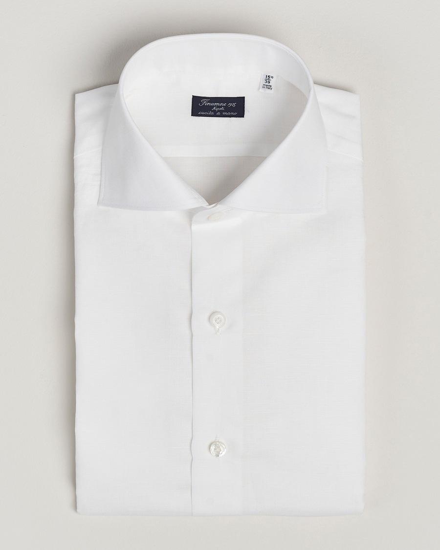 Herr | Skjortor | Finamore Napoli | Milano Slim Linen Dress Shirt White